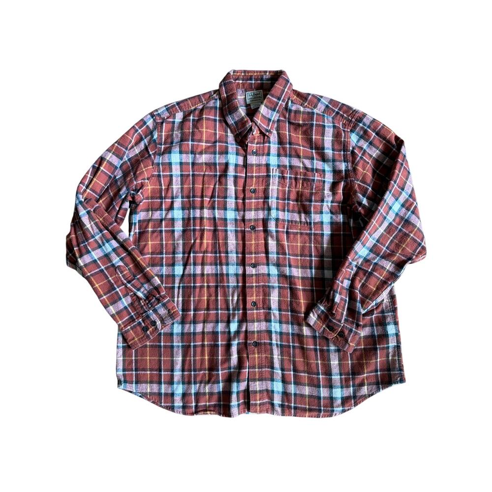 Men's XL L.L. Bean 100% Cotton Traditional Fit Fall Plaid  Button Up Shirt